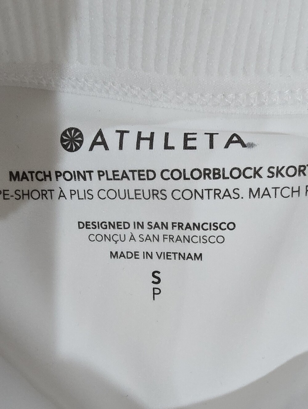 Travel Athleta Match Point Pleated Colorblock Skort White/Blue/Black S Stretch - Picture 5 of 10